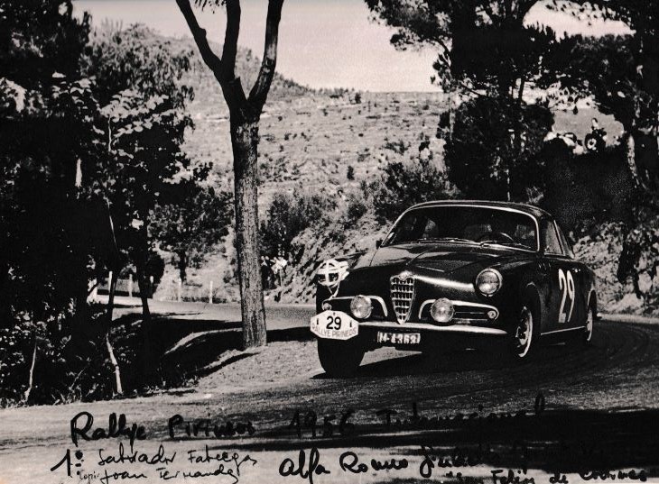 Primer  triumfo importante como Copiloto de Salvador Fábregas, Rallye de los Pirineos 1956,Bodas de Oro Rac.